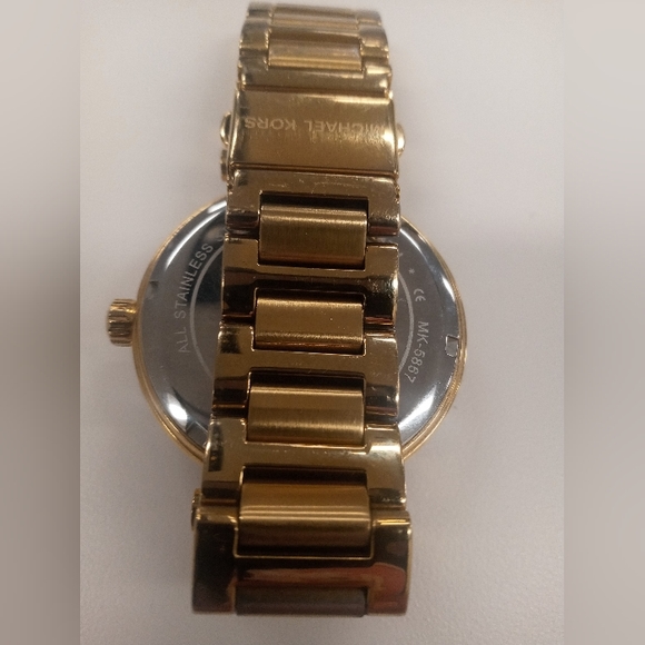 MICHAEL KORS SKYLAR CHAMPAGNE DIAL GOLD-TONE CRYSTALS LADIES WATCH MK5867 NO BOX - Picture 3 of 9